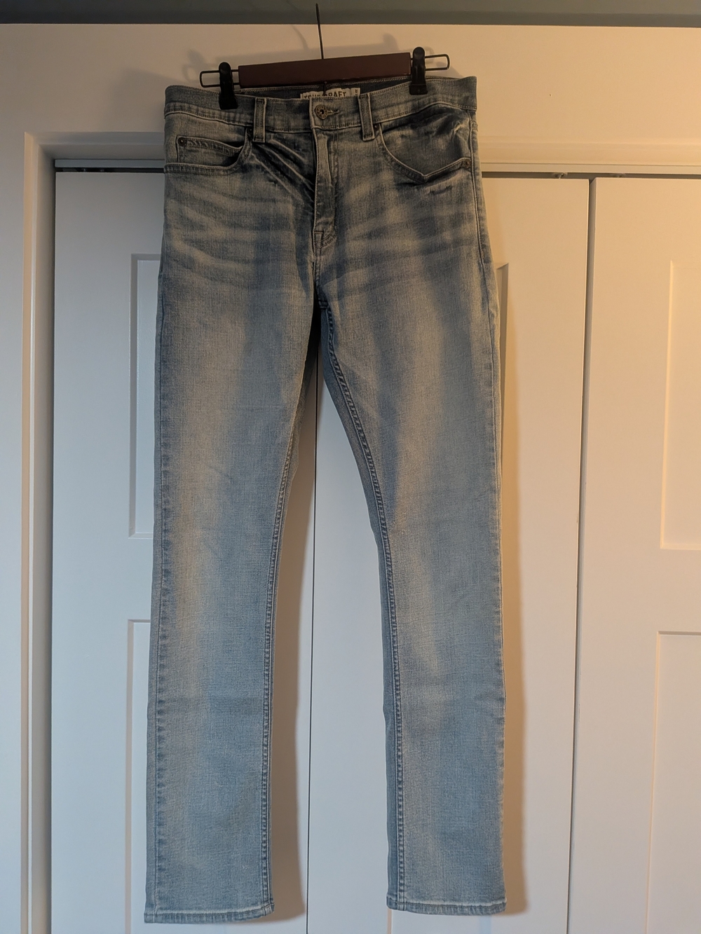 True Craft Jeans Mens 32x32 Light Wash Blue Bootcut Stretch Denim Casual Vintage